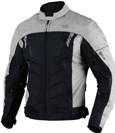Men’s Textile Motorcycle Jacket, All-Season CE Armored, Waterproof Cordura Biker Jackets with Removeable Lining & Ventilated Zippers (Grey, Large)